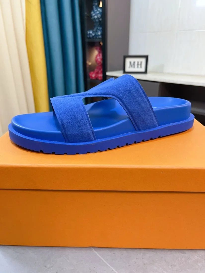 Men's shoes 💰300🌹🌹【LV】Multi-color new men's slippers, original top quality version, original special frosted cowhide➕sheepskin inner and side, non-slip combination sole, more stable walking, more comfortable and lightweight, high-end and generous, size: 38~44